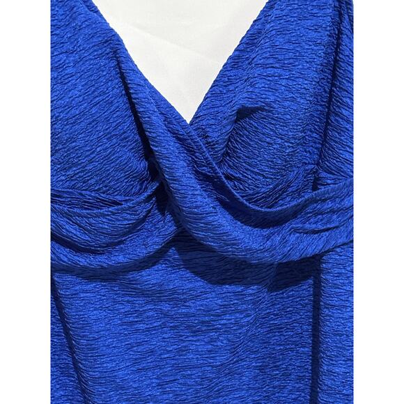 New Penbrooke krinkle Crossover Chlorine Resistant Blue OnePiece Swimsuit Sz 24W - Picture 3 of 12